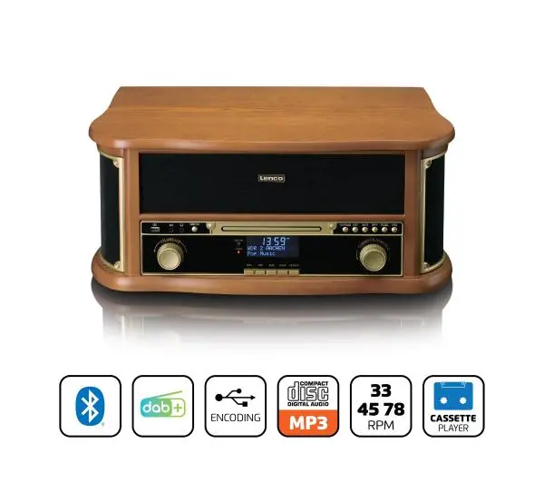 Lenco TCD-2571WD Półautomatyczny Napęd paskowy Przedwzmacniacz Bluetooth Odtwarzacz CD Magnetofon Drewno - Kup na Raty - RRSO 0%