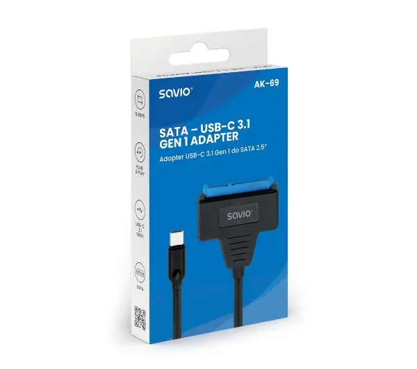 Savio AK-69 USB-C do SATA 2.5" Czarny