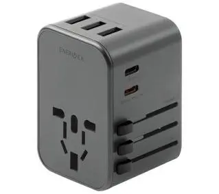 Energea 3xUSB+2xUSB-C PD-PPS-QC 3.0 35.5W 3A2C 4w1 US/UA/EU/UK Travelworld Szary