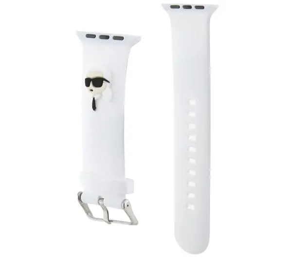 Pasek KARL LAGERFELD 3D Rubber Karl Head do Apple Watch do koperty 42/44/45/49mm Biały