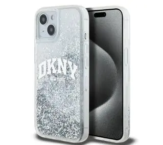 DKNY Liquid Glitter Big Logo do iPhone 15 Biały