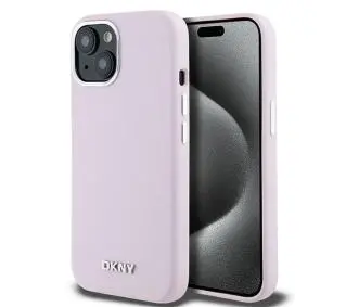 DKNY Hardcase Liquid Silicone Small Metal Logo MagSafe do iPhone 14 Różowy