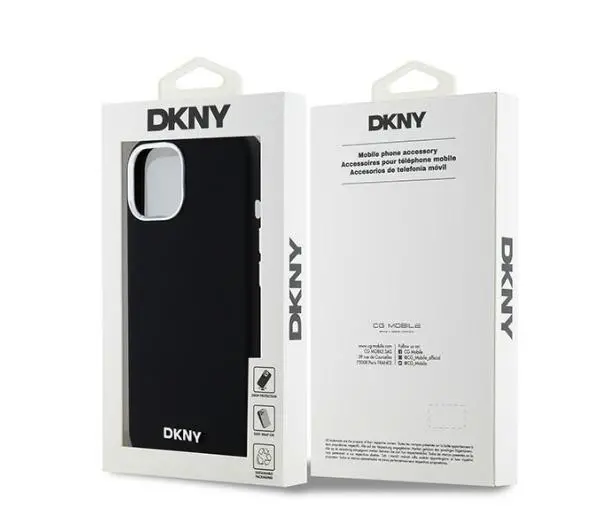 DKNY Hardcase Liquid Silicone Small Metal Logo MagSafe do iPhone 14 Czarny