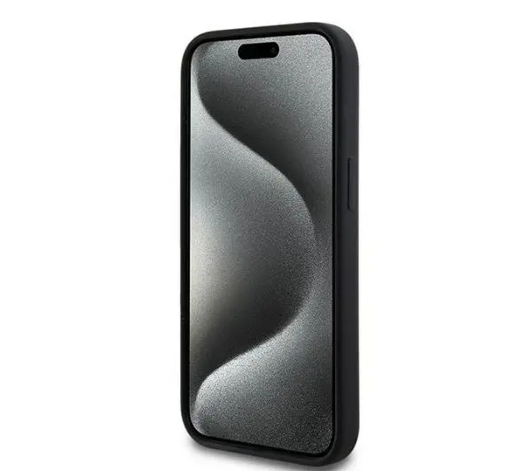 DKNY Hardcase Liquid Silicone White Printed Logo MagSafe do iPhone 15 Plus Czarny