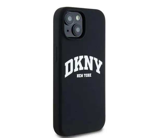 DKNY Hardcase Liquid Silicone White Printed Logo MagSafe do iPhone 15 Plus Czarny