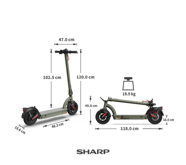 Sharp KT4 350W 35km 10" Zielony - Kup na Raty - RRSO 0%