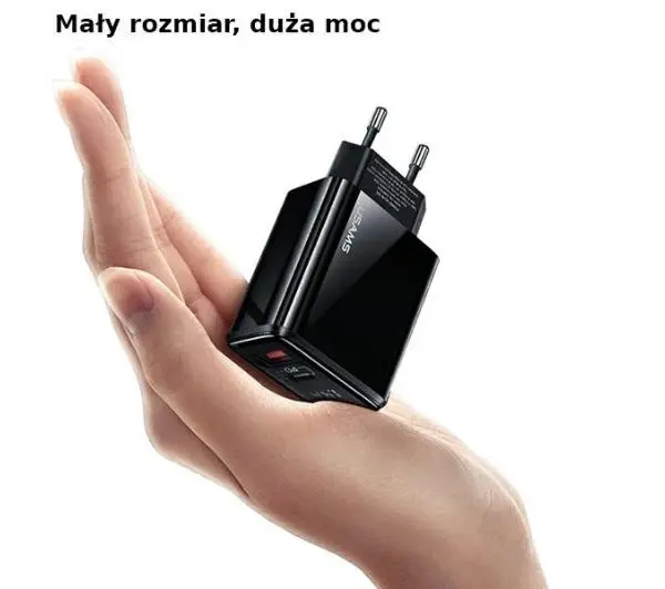 USAMS T40 1 x USB-C + 1 x USB Fast Charging 20W Czarny