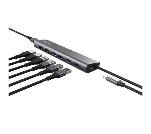 Trust Halyx 7xUSB 3.2 Szary
