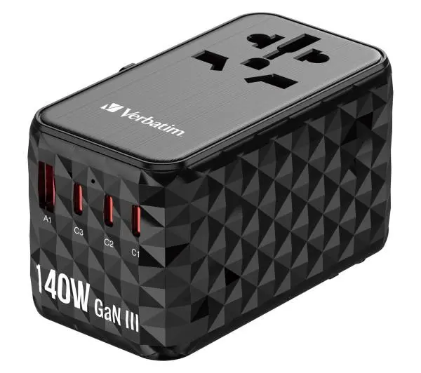 Verbatim GaN III UTA-10 World to World USB-A USB-C QC 140W - Kup na Raty - RRSO 0%