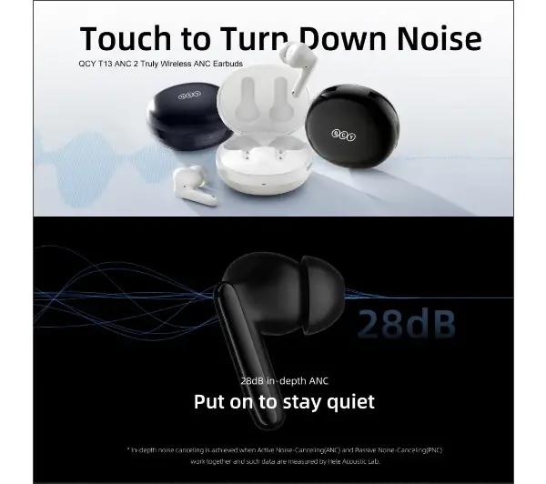 QCY T13 ANC2 Dokanałowe Bluetooth 5.3 Niebieski