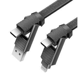 Energea Bazic 4w1 USB-A/USB-C - USB-C/Lightning 1m Czarny