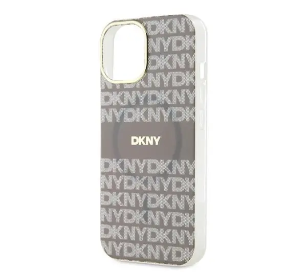 DKNY IML Mono & Stripe MagSafe do iPhone 15 Beżowy