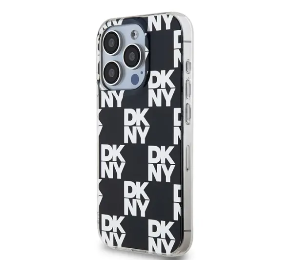 DKNY IML Checkered Mono Pattern do iPhone 15 Pro Czarny