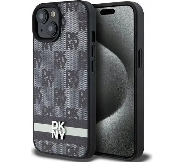 Zdjęcia - Etui DKNY Leather Checkered Mono Pattern & Printed do iPhone 15/14/13 Czarny 