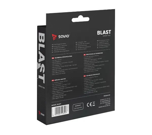 Savio Blast 120mm ARGB Czarny