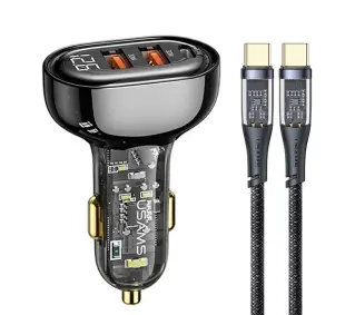USAMS CC159CC02 2xUSB+1XUSB-C 80W Niebieski