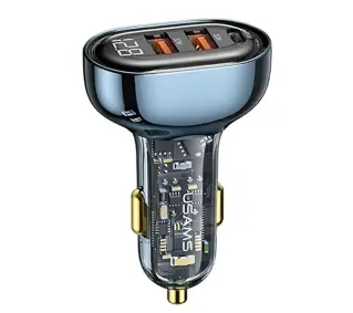 USAMS CC158CC02 2XUSB+1XUSB-C 125W Niebieski