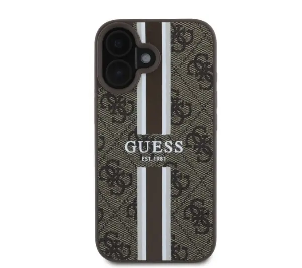 Guess 4G Printed Stripes MagSafe do iPhone 16 Brązowy