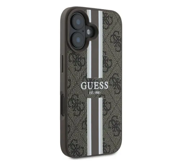 Guess 4G Printed Stripes MagSafe do iPhone 16 Plus Brązowy