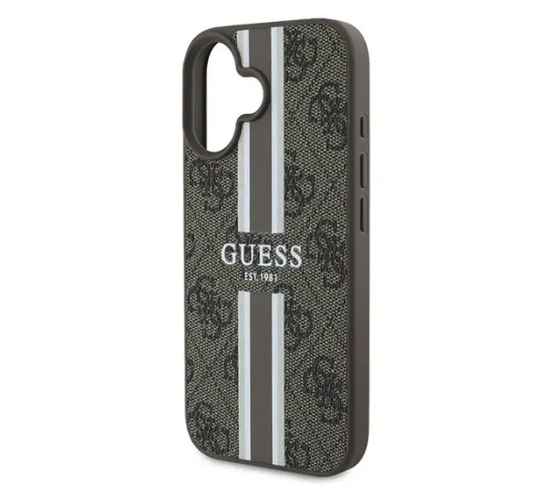 Guess 4G Printed Stripes MagSafe do iPhone 16 Plus Brązowy