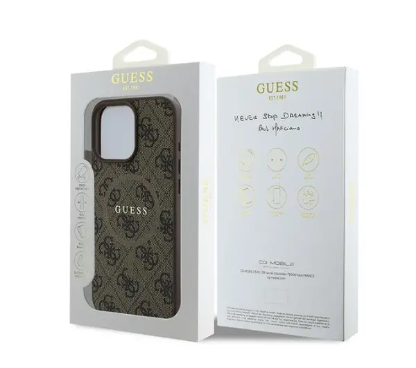 Guess hardcase 4G Ring Classic Logo MagSafe  iPhone 16 Pro Brązowy