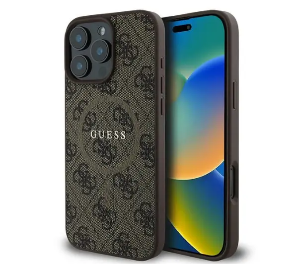 Guess hardcase 4G Ring Classic Logo MagSafe  iPhone 16 Pro Brązowy