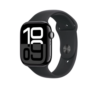 Apple Watch Series 10 GPS AI 42mm aluminium onyks pasek sportowy czarny S/M - Kup na Raty - RRSO 0%