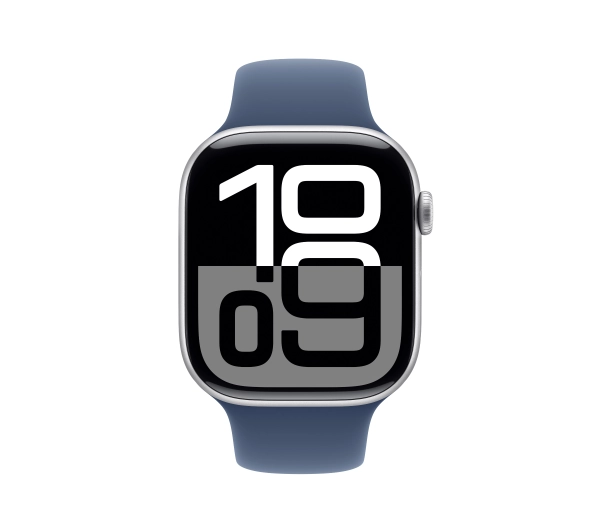 Apple Watch Series 10 GPS AI + Cellular AI koperta 46mm aluminium srebrne pasek sportowy denim M/L - Kup na Raty - RRSO 0%
