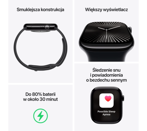Apple Watch Series 10 GPS AI + Cellular AI koperta 46mm aluminium srebrne pasek sportowy denim M/L - Kup na Raty - RRSO 0%
