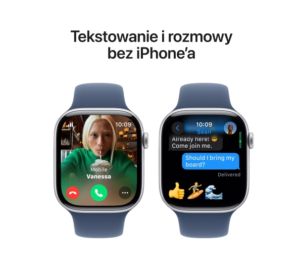 Apple Watch Series 10 GPS AI + Cellular AI koperta 46mm aluminium srebrne pasek sportowy denim M/L - Kup na Raty - RRSO 0%