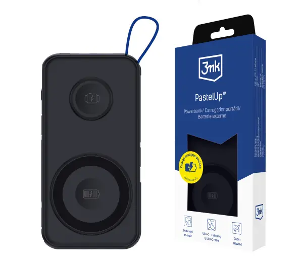 3mk PasteUP 10000mAh 22,5W MagSafe Qi Czarny