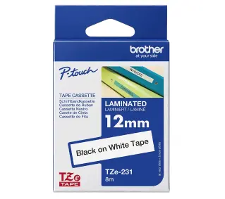 Brother TZe-231 12mm x 8m Czarno-biały