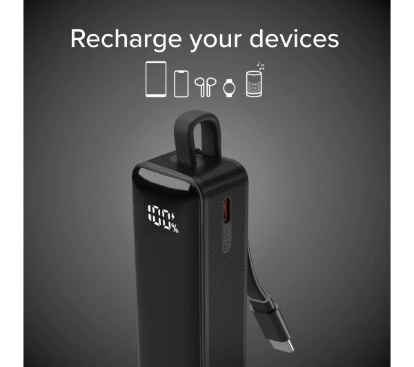 SBS TEBB5000LCDTCK 5000mAh 10W Wbudowany kabel USB-C Czarny
