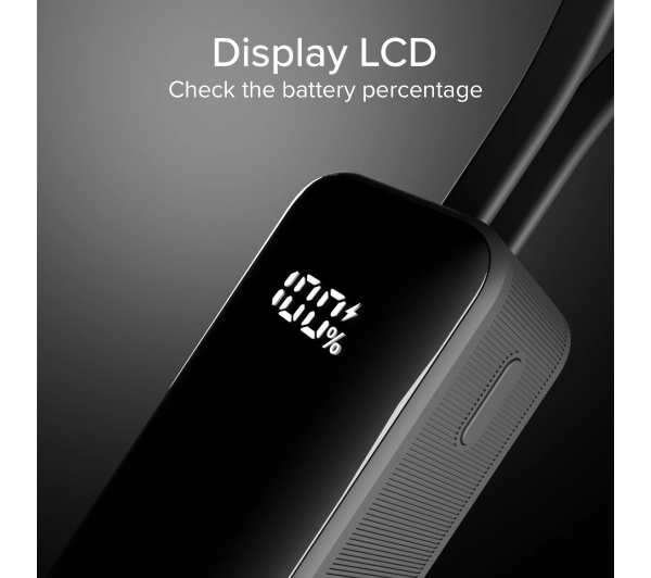 SBS TEBB5000LCDTCK 5000mAh 10W Wbudowany kabel USB-C Czarny