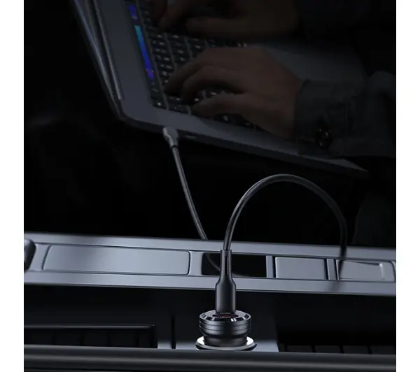 USAMS USB+USB-C 45W Fast Charge Fioletowy