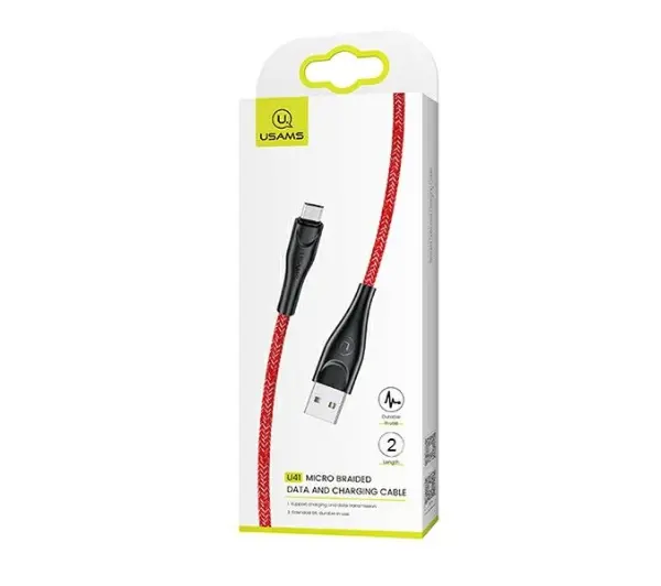 USAMS USB do microUSB 2m 2A Fast Charge Czerwony