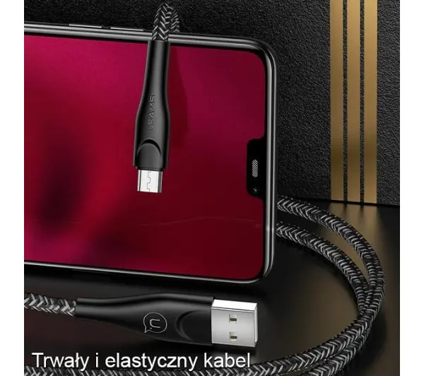 USAMS USB do microUSB 2m 2A Fast Charge Czerwony