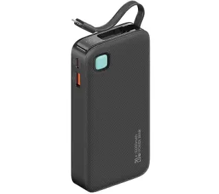 USAMS US-CD225 Ze zwijanym kablem Lightning Retractable 10000mAh PD 20W Fast Charge XY Series Czarny