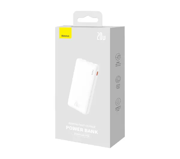 Baseus PPQD090002 Airpow 10000mAh 20W Biały