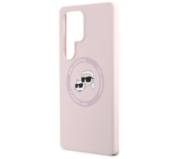 Karl Lagerfeld Silicone Double Heads And Circle MagSafe do Galaxy S25 Ultra Różowy