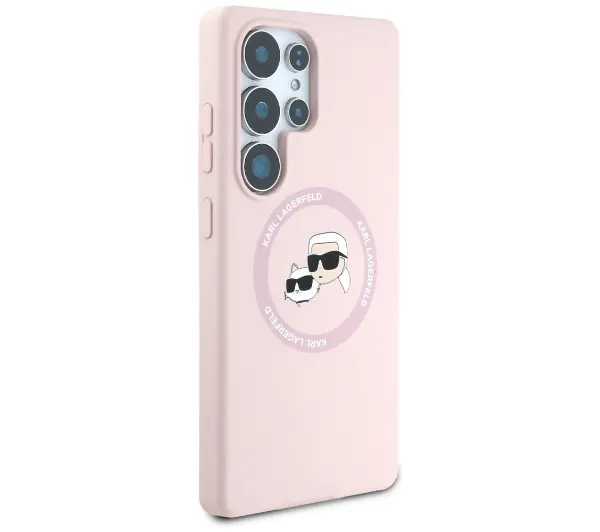 Karl Lagerfeld Silicone Double Heads And Circle MagSafe do Galaxy S25 Ultra Różowy