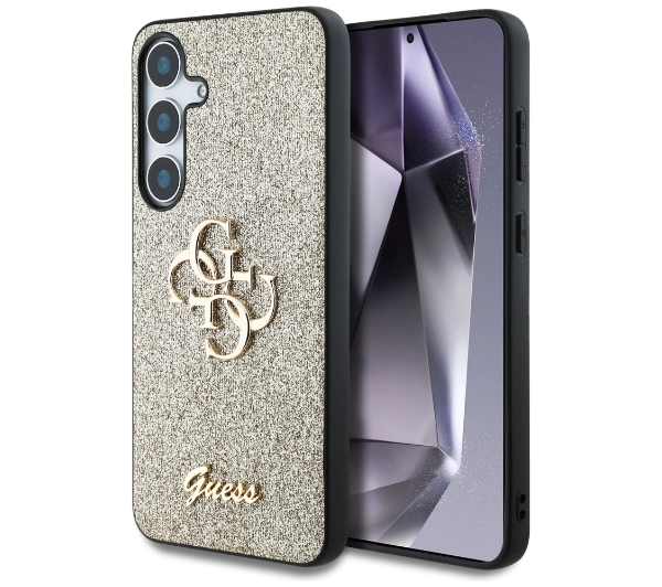 Guess Fixed Glitter Big 4G Metal Logo do Galaxy S25 Plus Złoty