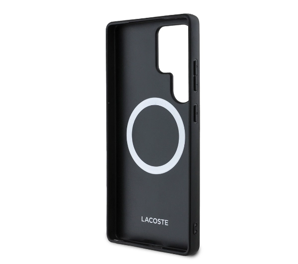 Lacoste Iconic Petit Pique Woven Logo MagSafe do Galaxy S25 Ultra Granatowy