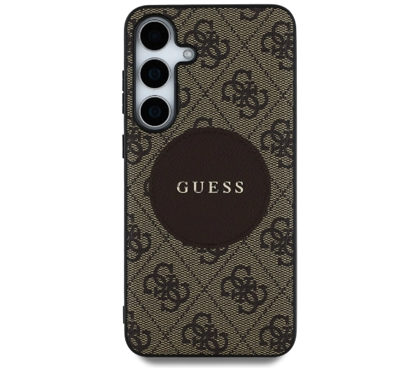 Guess 4G Round Patch Classic Logo MagSafe do Galaxy S25 Plus Brązowy