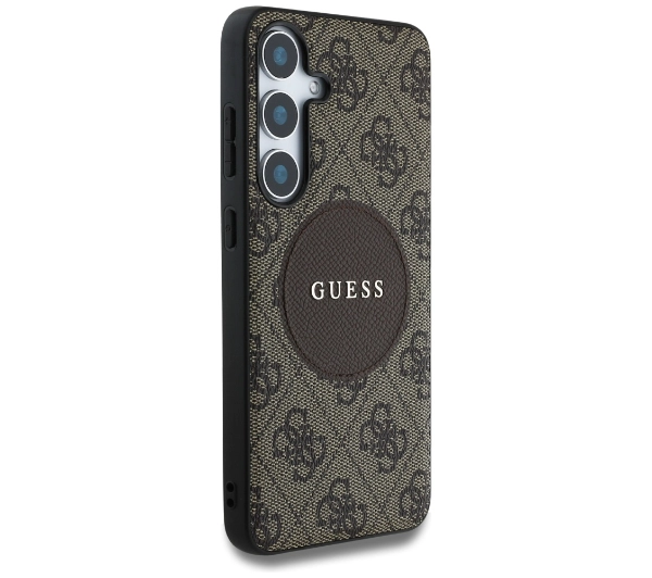 Guess 4G Round Patch Classic Logo MagSafe do Galaxy S25 Plus Brązowy