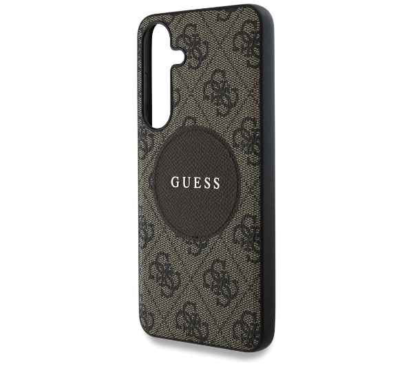 Guess 4G Round Patch Classic Logo MagSafe do Galaxy S25 Plus Brązowy