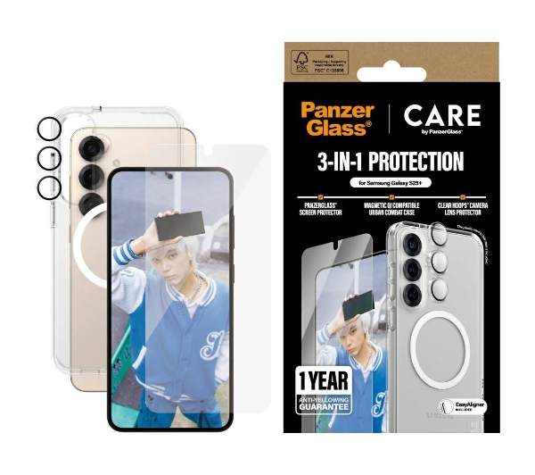Etui PANZERGLASS Flagship 3w1 do Samsung Galaxy S25+ Przezroczysty + Szkło + Szkło na obiektyw
