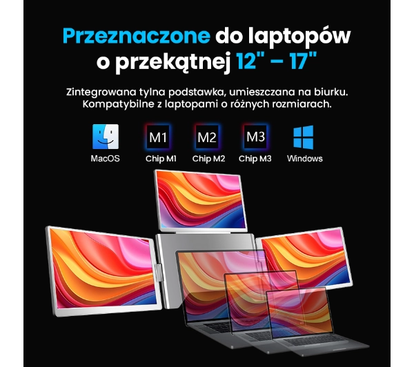 Extralink Smart Life S780 3-Screen 14" Full HD IPS 50Hz do laptopa 12" do 18,5" - Kup na Raty - RRSO 0%