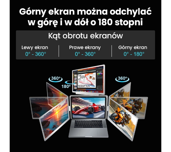 Extralink Smart Life S780 3-Screen 14" Full HD IPS 50Hz do laptopa 12" do 18,5" - Kup na Raty - RRSO 0%