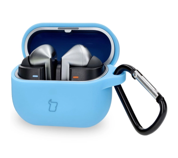 Bizon Silikonowe z karabińczykiem do Samsung Galaxy Buds 3/3 Pro/3 FE Niebieski
